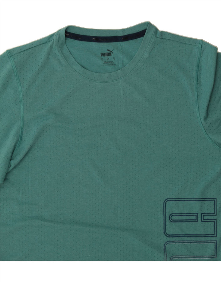 PUMA Mens Graphic T-Shirt Top Small Turquoise Polyester Vintage Puma and Second-Hand Puma from Messina Hembry 