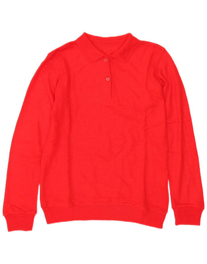 vintage Femme Polo Neck Jumper Pull IT 42 Moyen Rouge Polyacrylique
