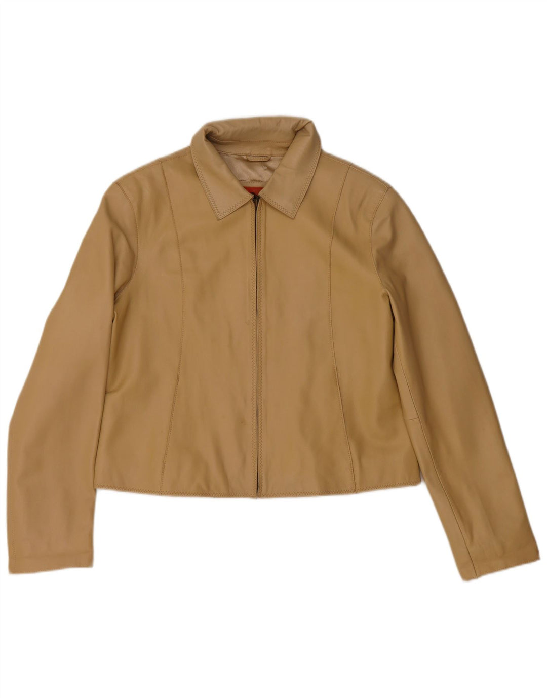 Helium Veste en cuir crop pour femme UK 14 Cuir beige moyen