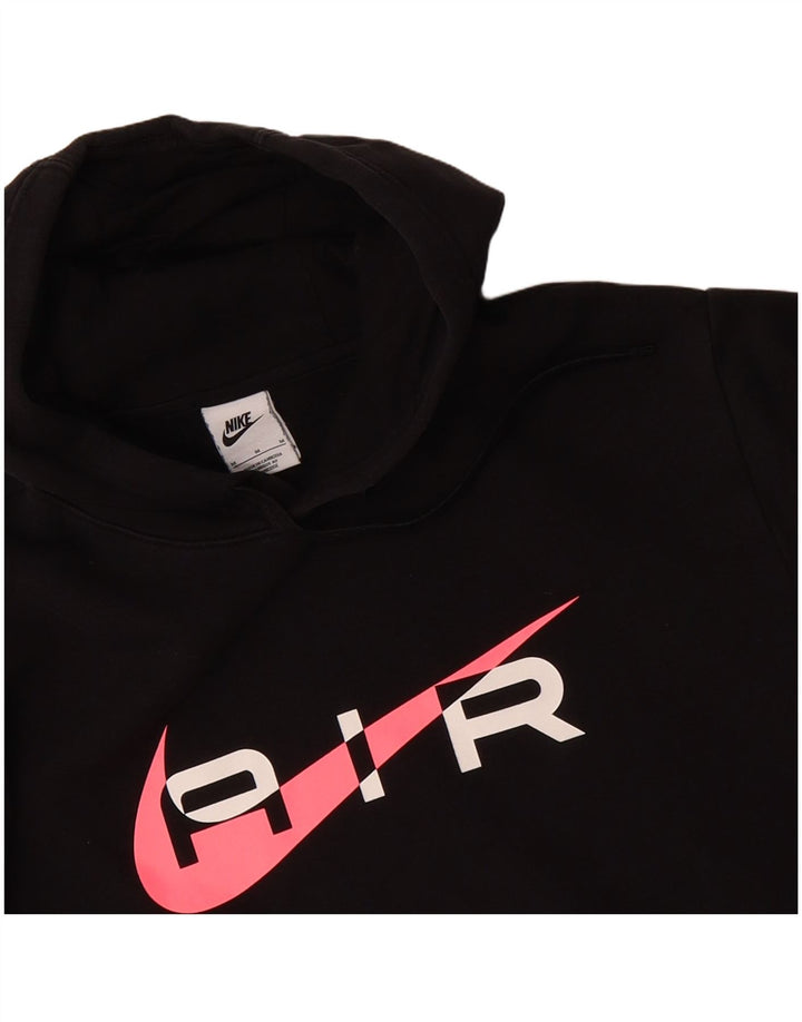 NIKE Mens Graphic Hoodie Jumper Medium Black Cotton