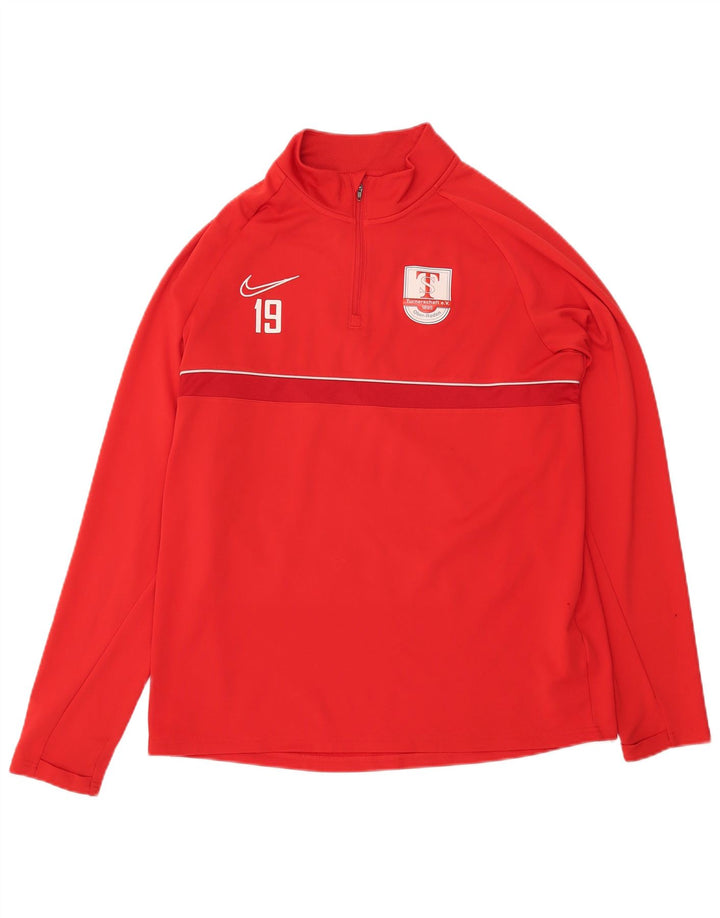Nike Haut de survêtement Dri Fit Graphic pour homme avec col zippé Rouge Taille L