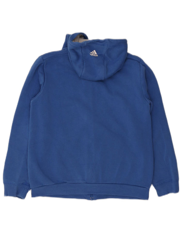 Adidas Pull à capuche zippé graphique pour garçon 11-12 ans Bleu Coton