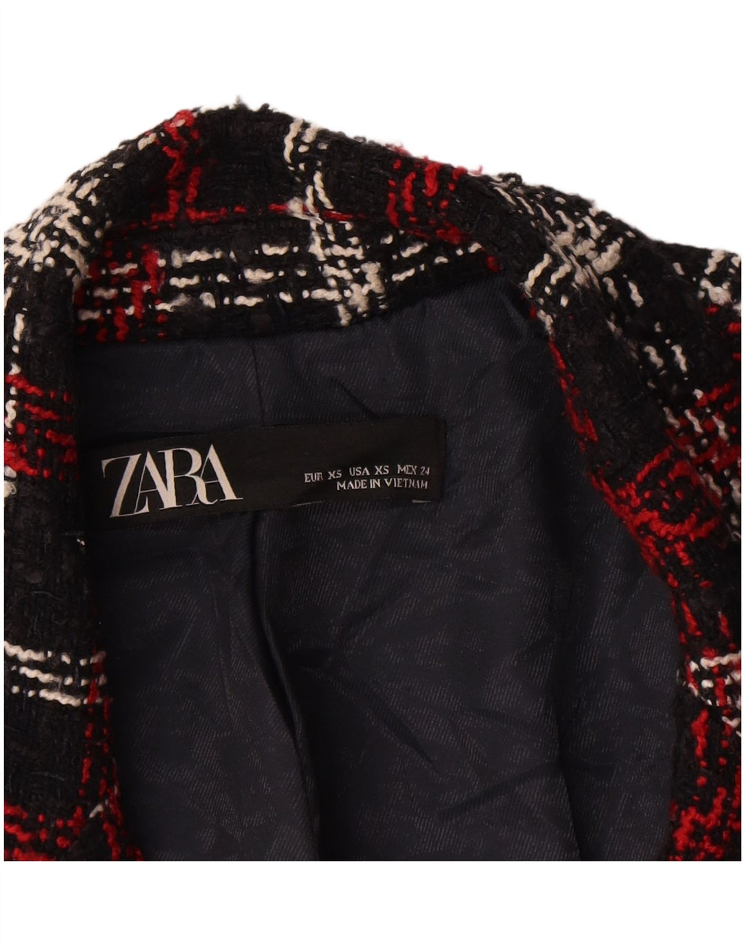 Zara Veste blazer surdimensionnée à double boutonnage pour femme UK 6 XS Rouge à carreaux