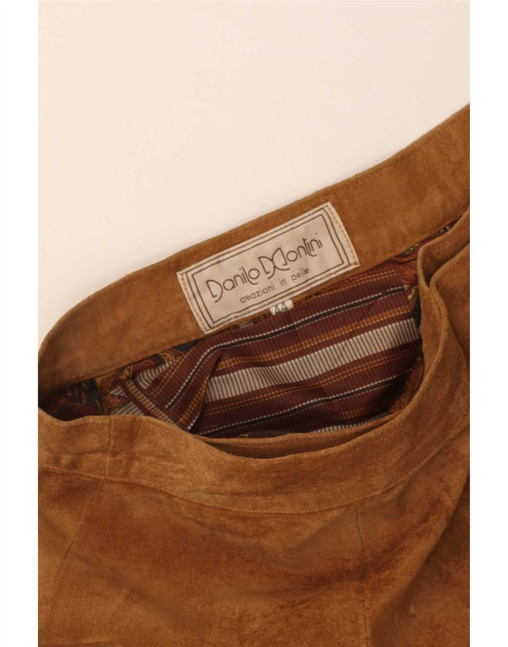 jupe portefeuille en daim femme vintage IT 44 Medium W28 Cuir Marron