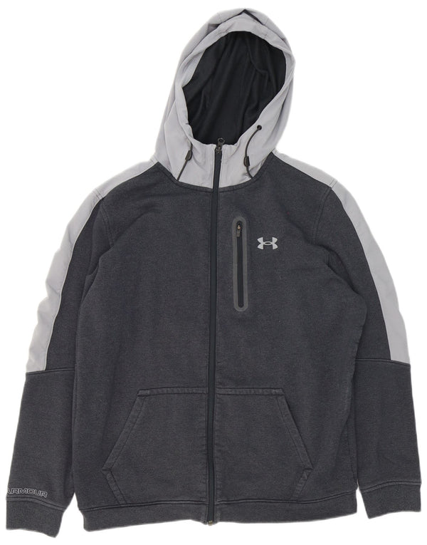 Under Armour Pull à capuche zippé pour homme en coton color block grand gris