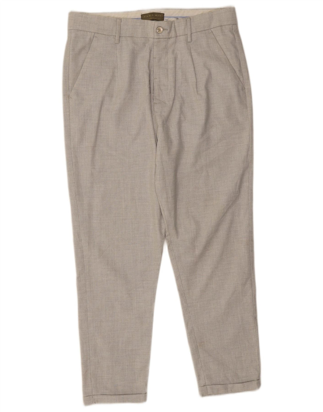 Zara Pantalon Chino Pegged Homme EU 40 Moyen W31 L24 Gris Polyester