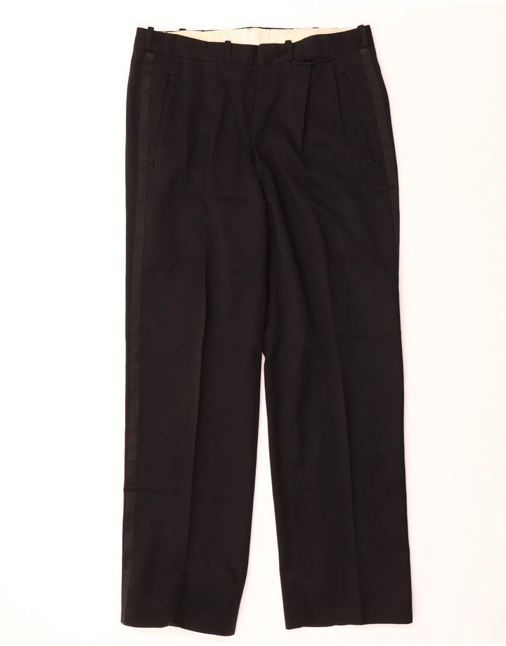 Vintage Homme 1 Bouton 2 Pièces Costume IT 52 XL W32 L30 Noir