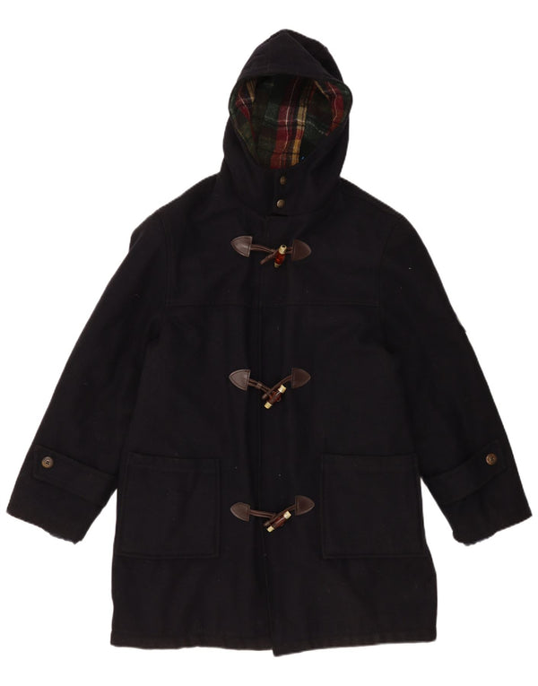 vintage Mens Hooded Duffle Coat UK 36 Petit Bleu Marine