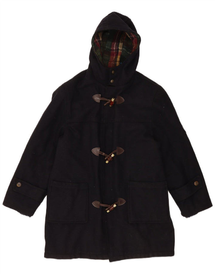 vintage Mens Hooded Duffle Coat UK 36 Petit Bleu Marine