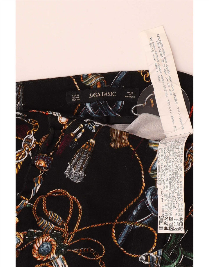 Zara Short décontracté à motif abstrait pour femme Medium W28 en coton noir