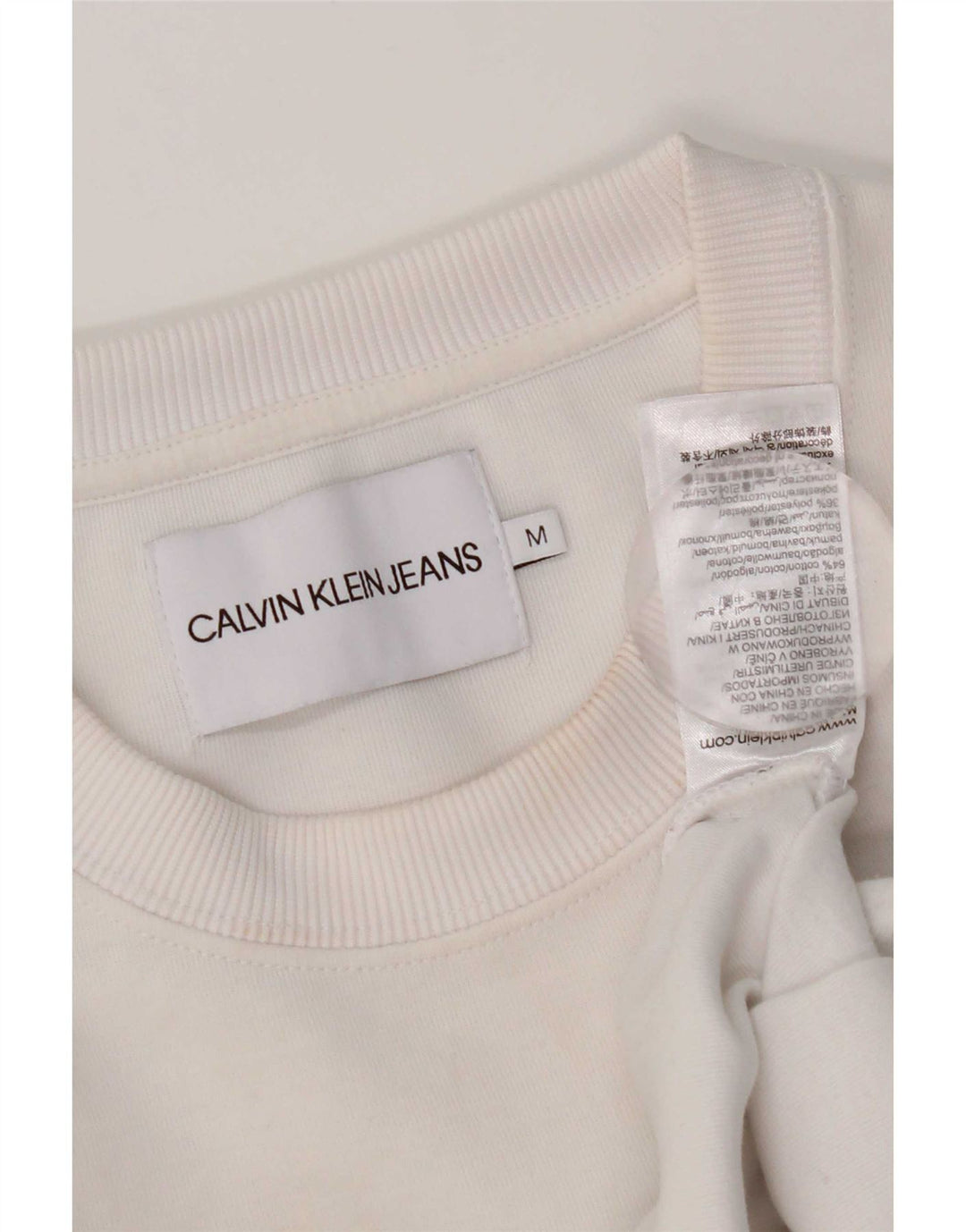 Calvin Klein Jeans Sweat-shirt surdimensionné pour femme UK 14 Blanc moyen