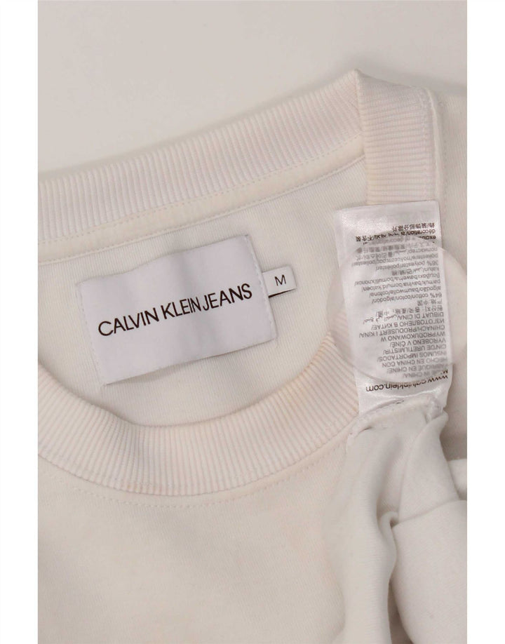 Calvin Klein Jeans Sweat-shirt surdimensionné pour femme UK 14 Blanc moyen