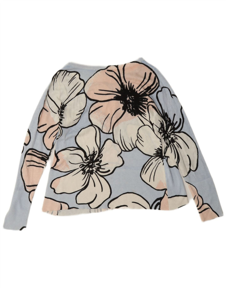 Marks & Spencer Blouse Top UK 8 Small Bleu Floral Coton Femme