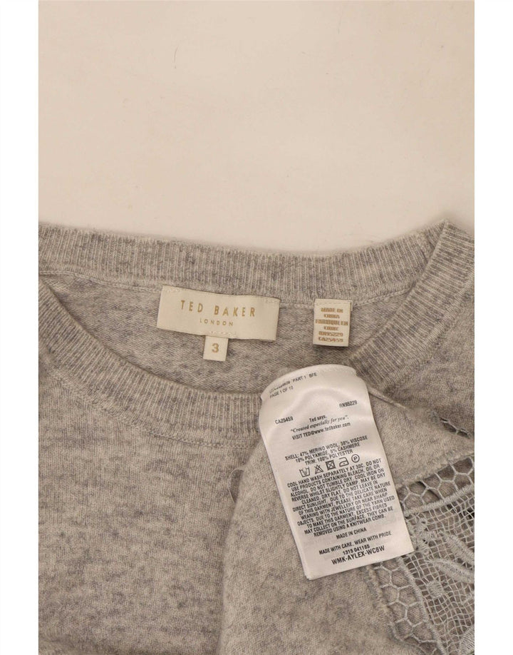 Ted Baker Pull col bateau pour femme Taille 3 Laine gris moyen