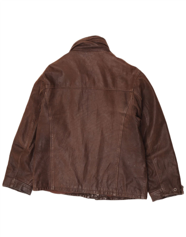 veste en cuir homme vintage IT 50 Grand cuir marron