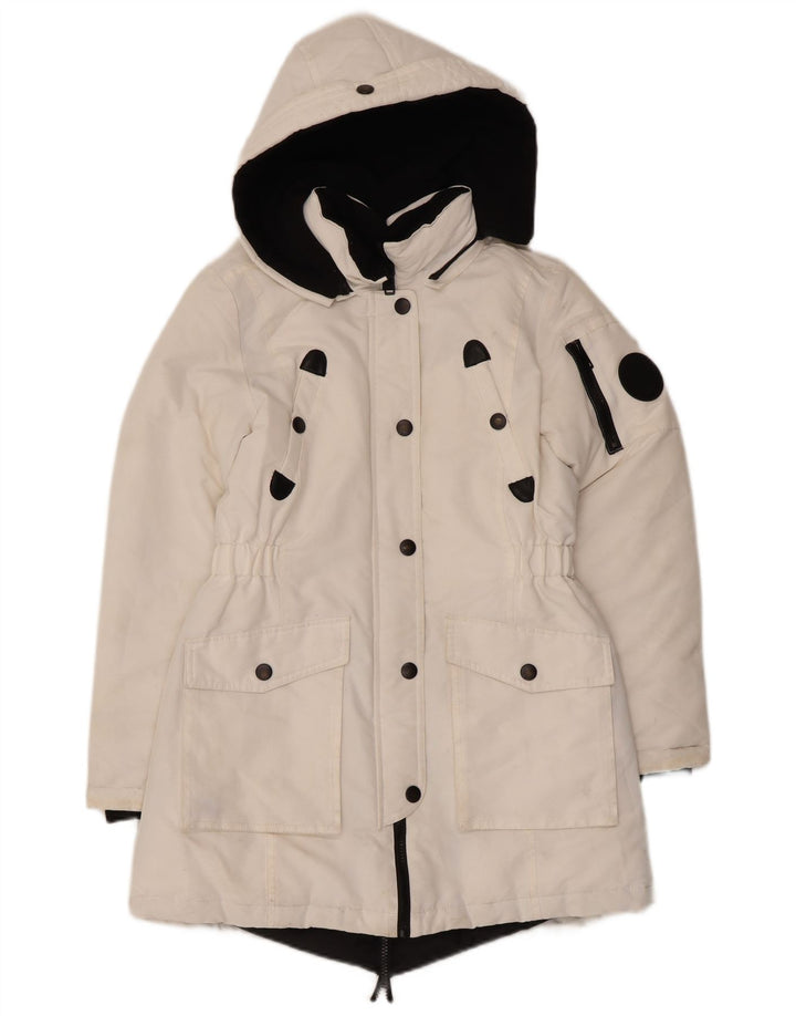 Diesel Parka à capuche pour femme UK 10 Small Blanc Polyester