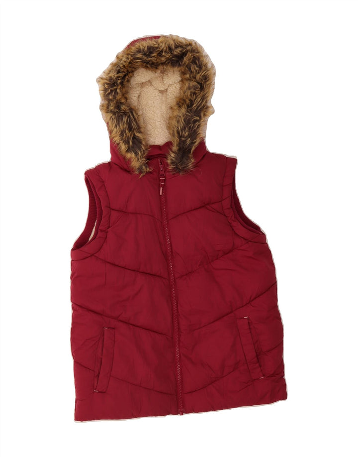FAT FACE Boys Hooded Padded Gilet 10-11 Years Red Polyester Vintage Fat Face and Second-Hand Fat Face from Messina Hembry 