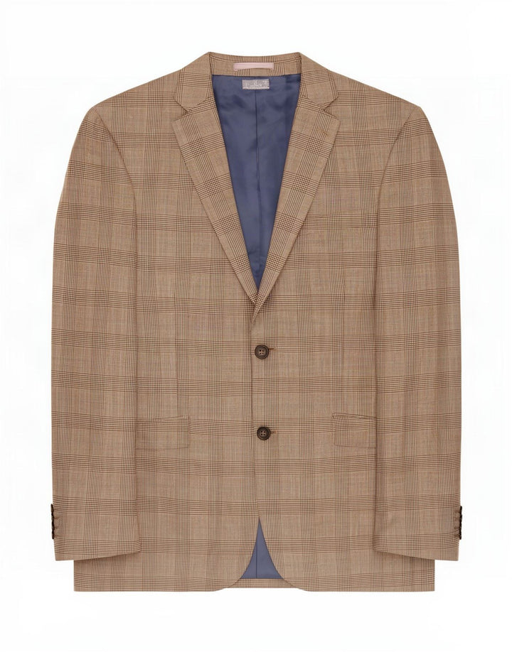 Marks & Spencer Veste blazer à 2 boutons pour homme UK 40 Beige moyen à carreaux