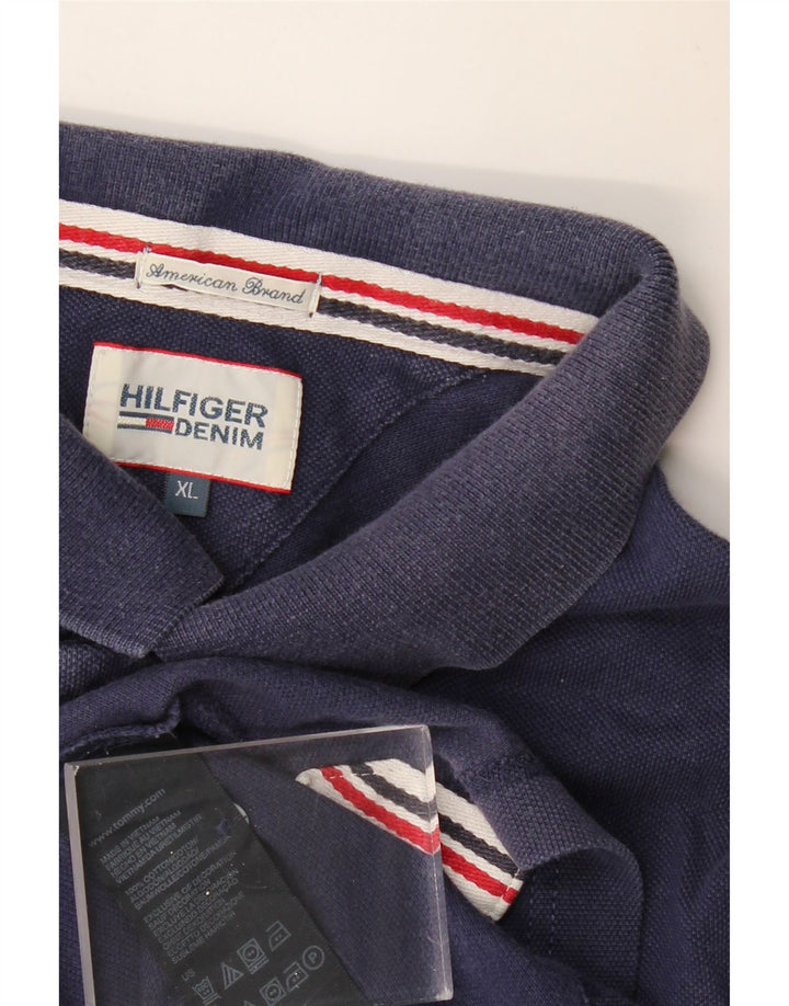 TOMMY HILFIGER Polo Homme XL Bleu Marine Coton