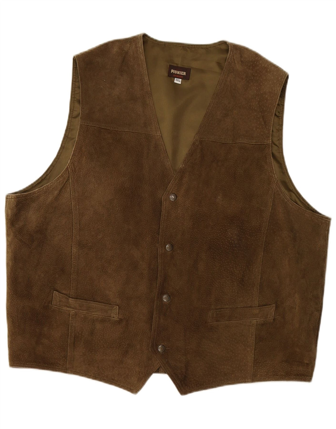 PIONIER Gilet en Daim Homme UK 22 3XL Cuir Kaki