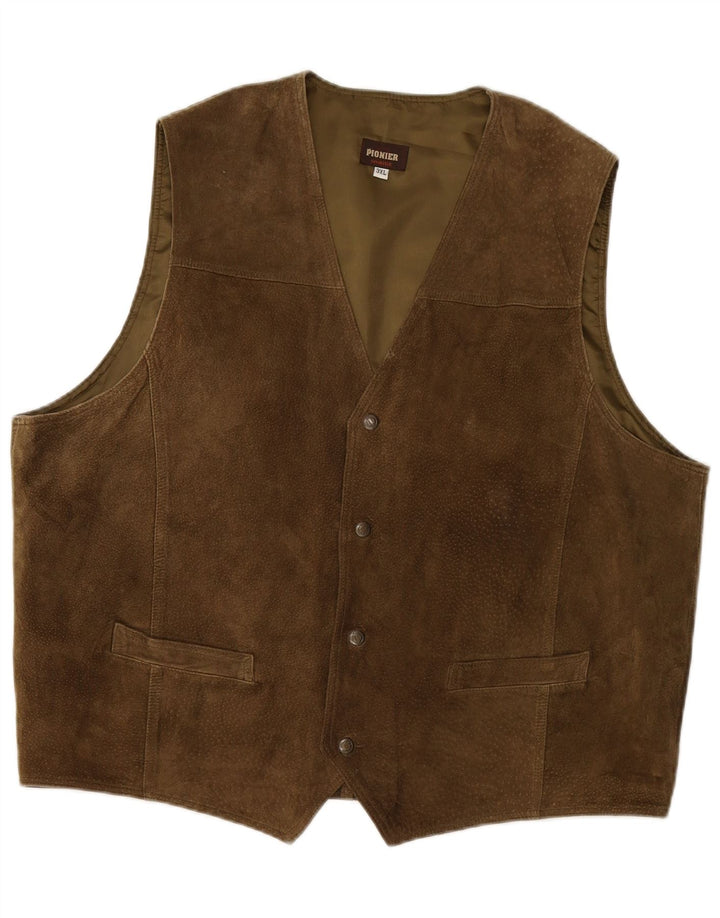 PIONIER Gilet en Daim Homme UK 22 3XL Cuir Kaki