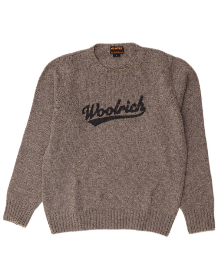 Woolrich Pull Graphic Jumper Homme Gris Moyen Laine Mouchetée