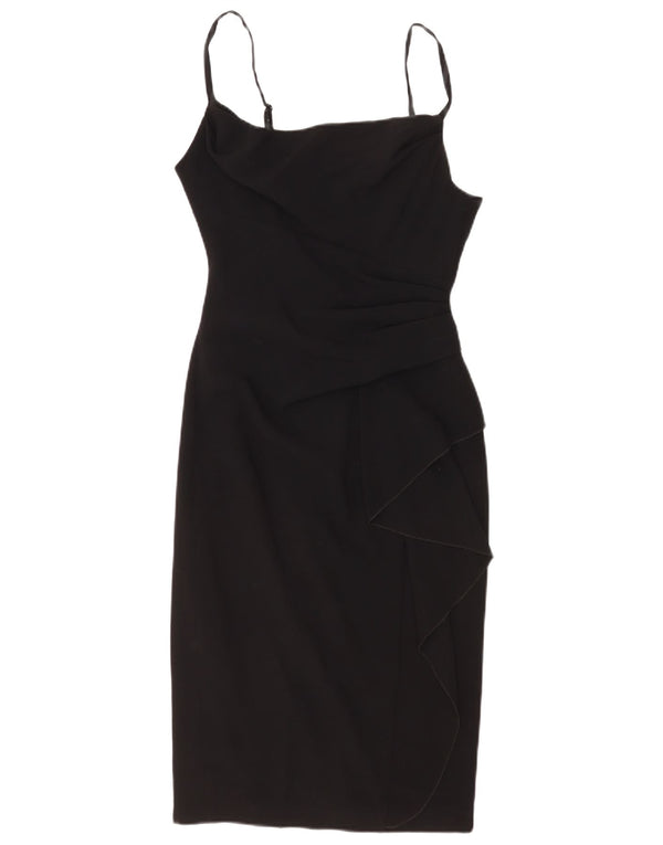 Coast Robe moulante sans manches à volants sur le devant pour femme UK 10 Petit Noir
