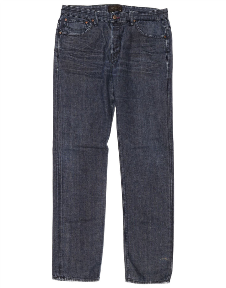 TED BAKER Jean Droit Homme W32 L32 Bleu Marine