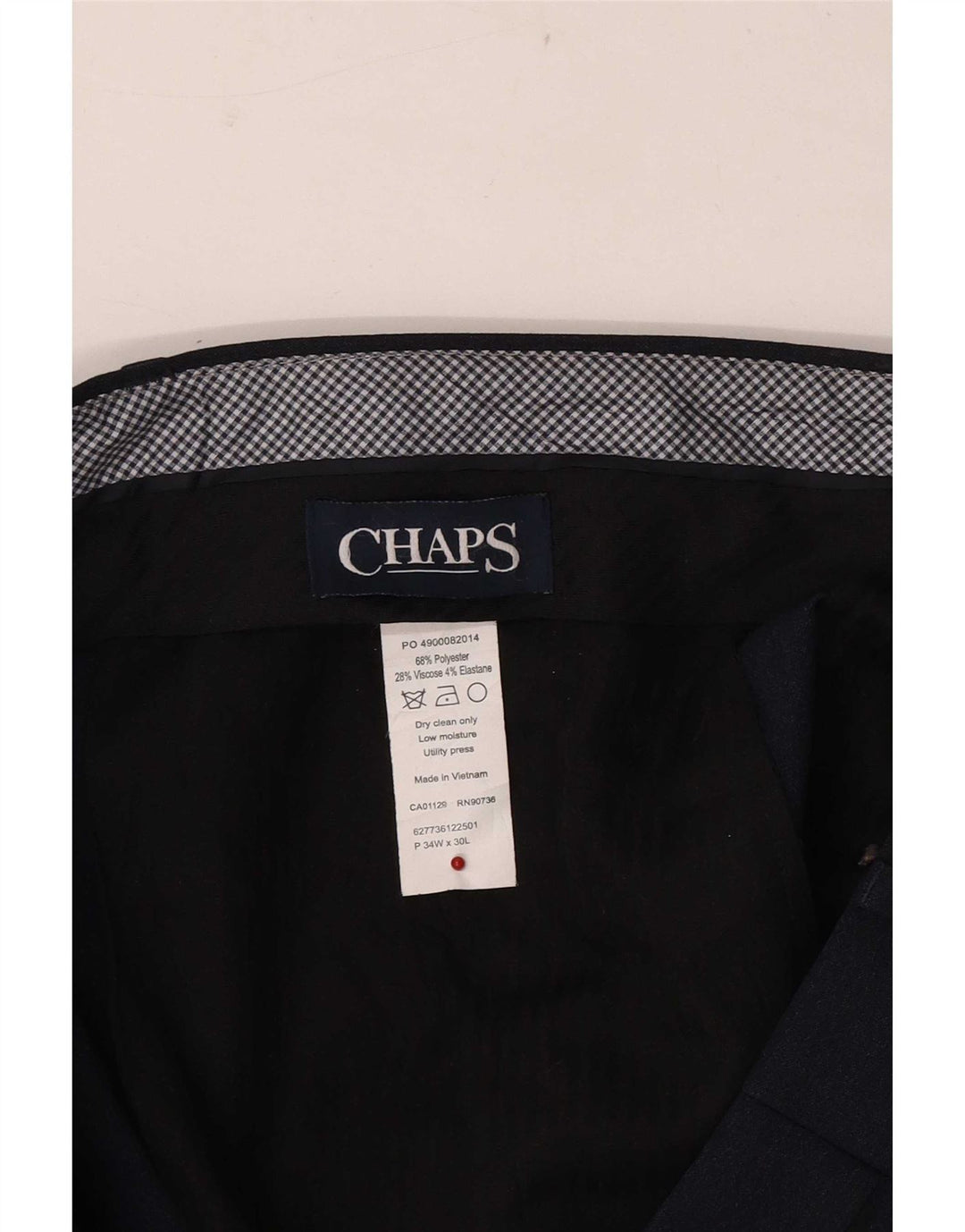 Chaps Pantalon de Costume Droit Homme Coupe Regular W34 L30 Bleu Marine Polyester