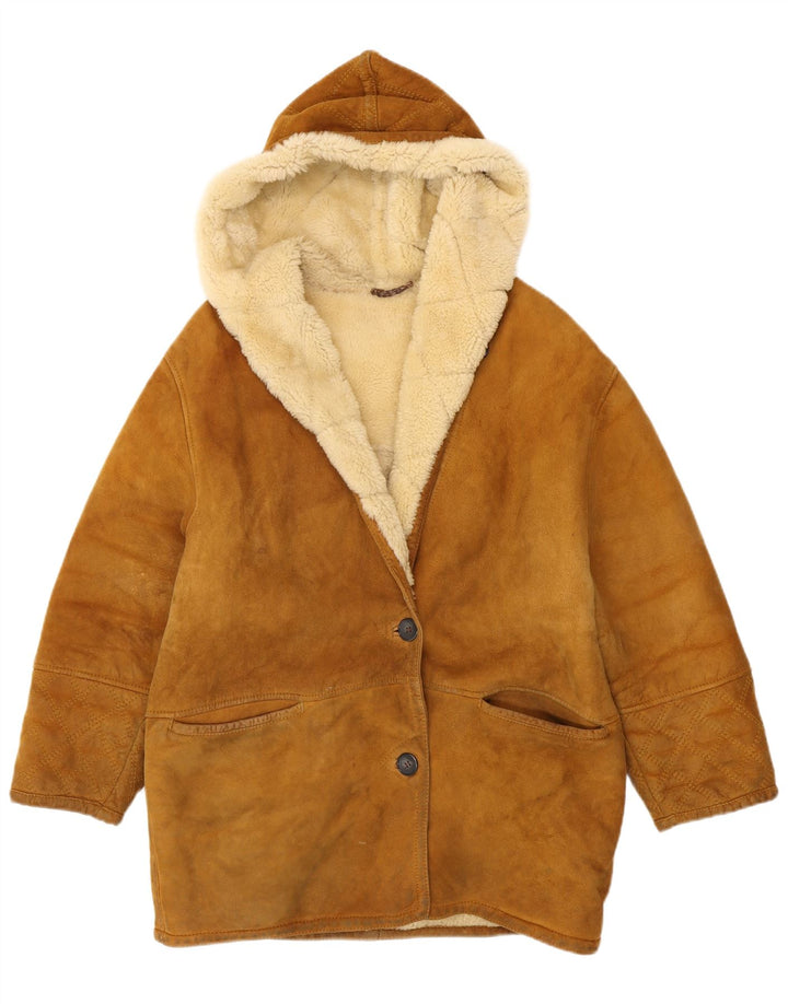 Conbipel Veste à capuche en peau de mouton pour femme UK 16 Large Beige