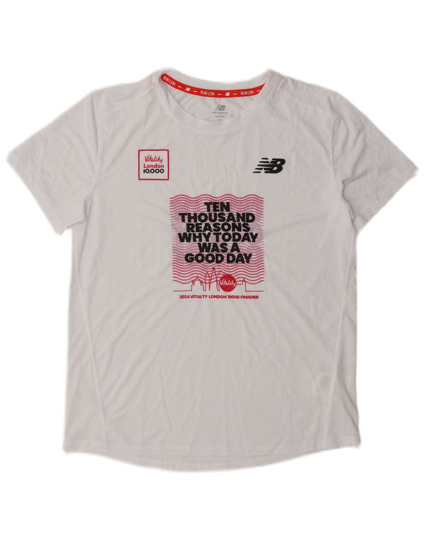 New Balance T-shirt graphique surdimensionné pour femme UK 10 Small Blanc
