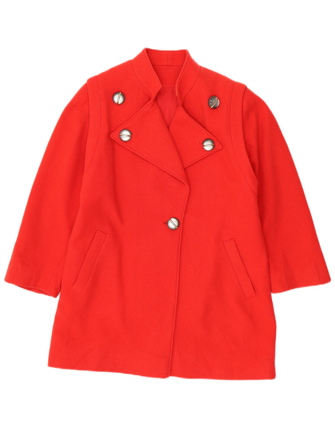 vintage Womens Overcoat UK 14 Grande laine rouge