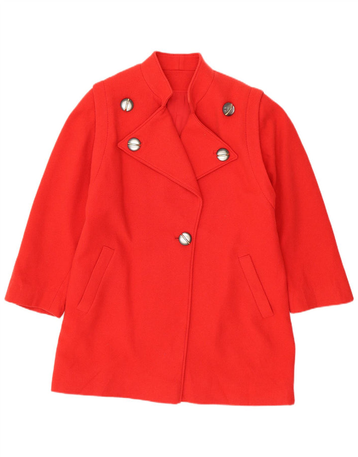 vintage Womens Overcoat UK 14 Grande laine rouge