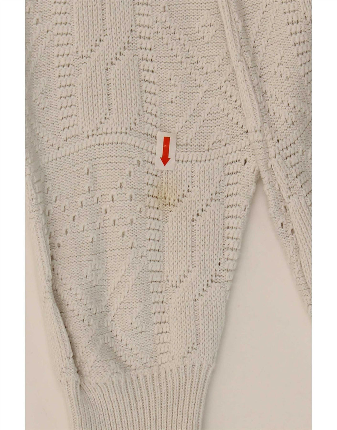 vintage Femme Bouton Neck Jumper Pull IT 42 Acrylique Blanc Moyen