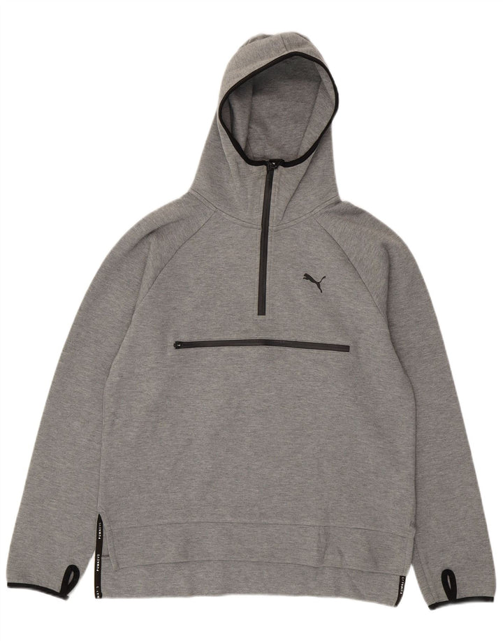 Puma Pull à capuche zippé pour homme, petit, gris, coton