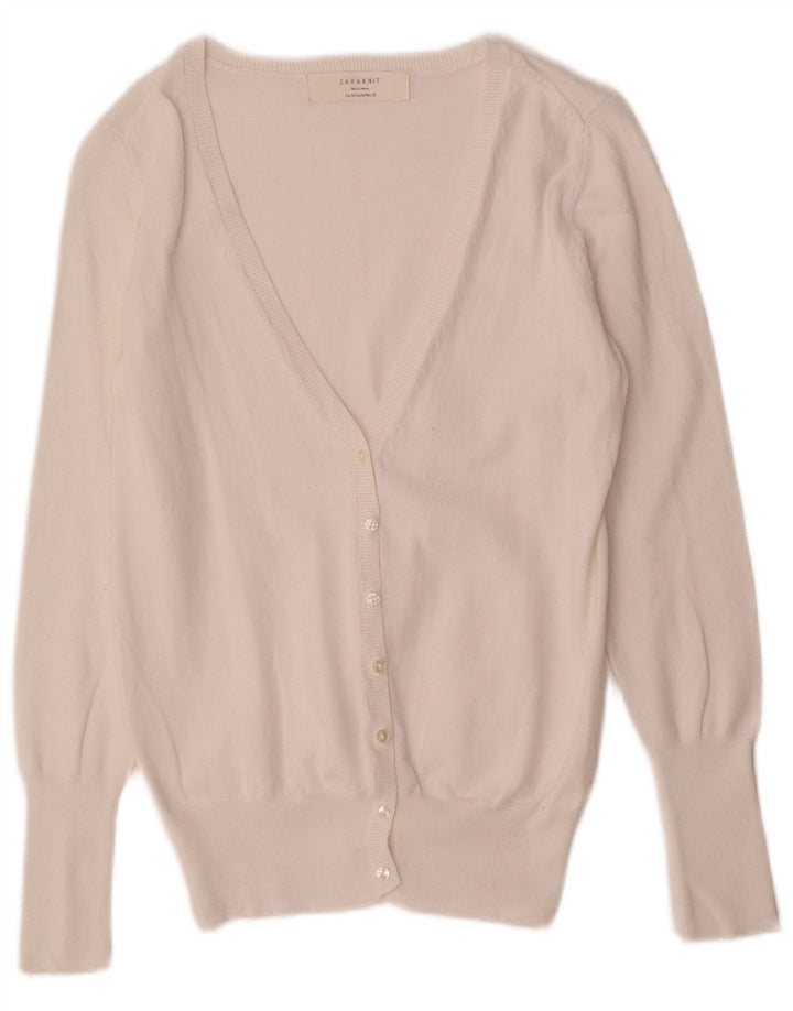 Zara Femme Cardigan Pull UK 12 Moyen Blanc