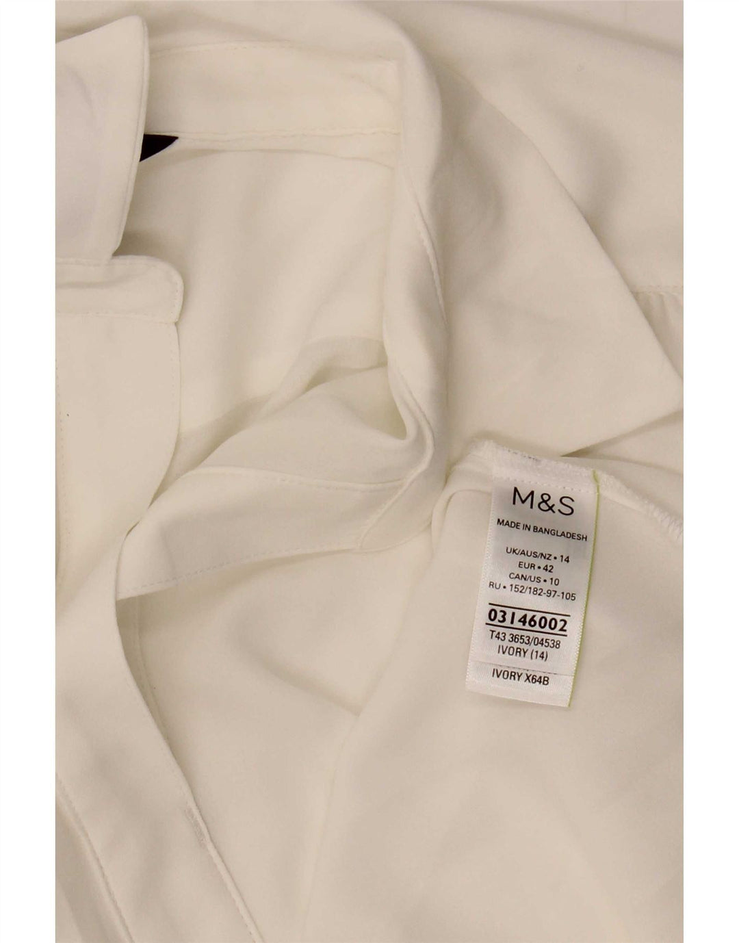Marks & Spencer Chemisier pour femme UK 14 Large Blanc Polyester
