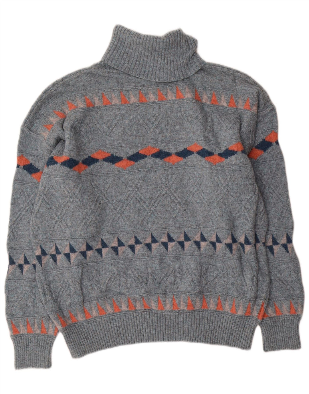 Baroni Pull Col Roulé Homme IT 54 XL Bleu Géométrique Laine