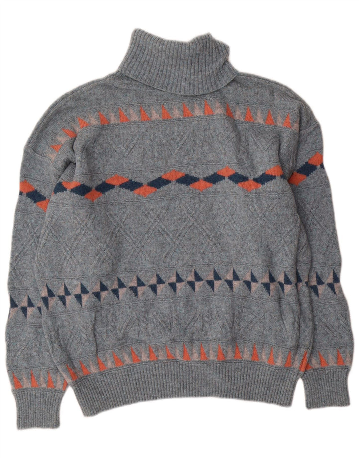 Baroni Pull Col Roulé Homme IT 54 XL Bleu Géométrique Laine