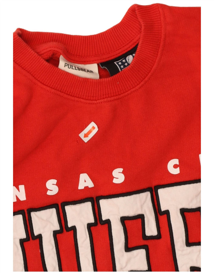 PULL & BEAR Womens Oversized Sweatshirt Jumper UK 6 XS Red