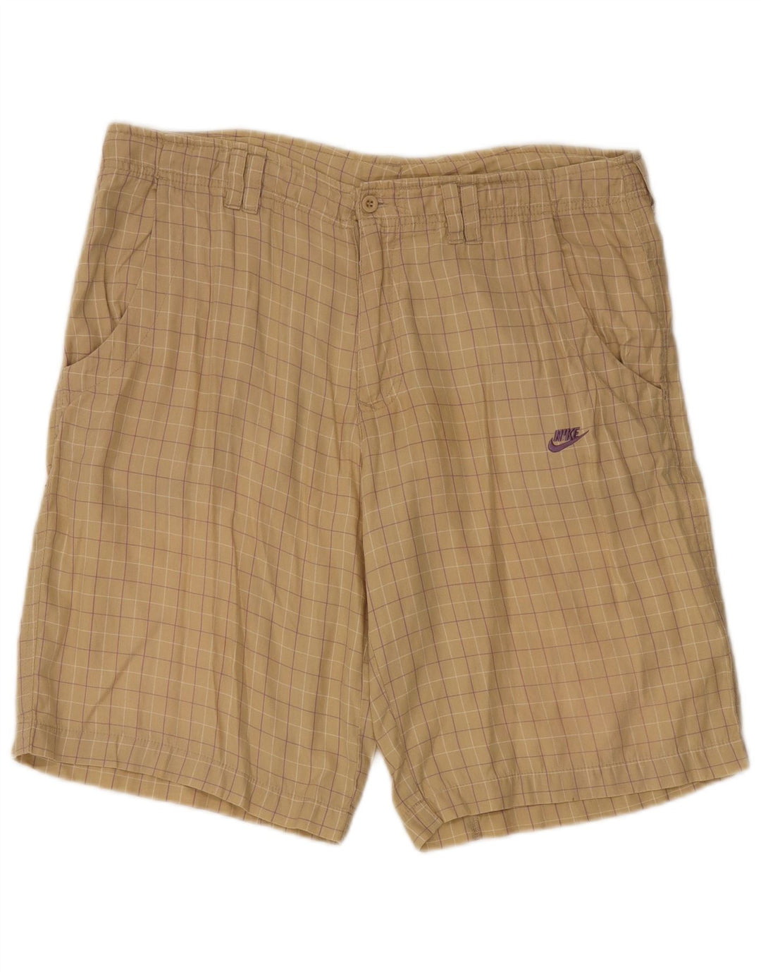 Nike Short décontracté pour homme Medium W36 Beige Check Viscose