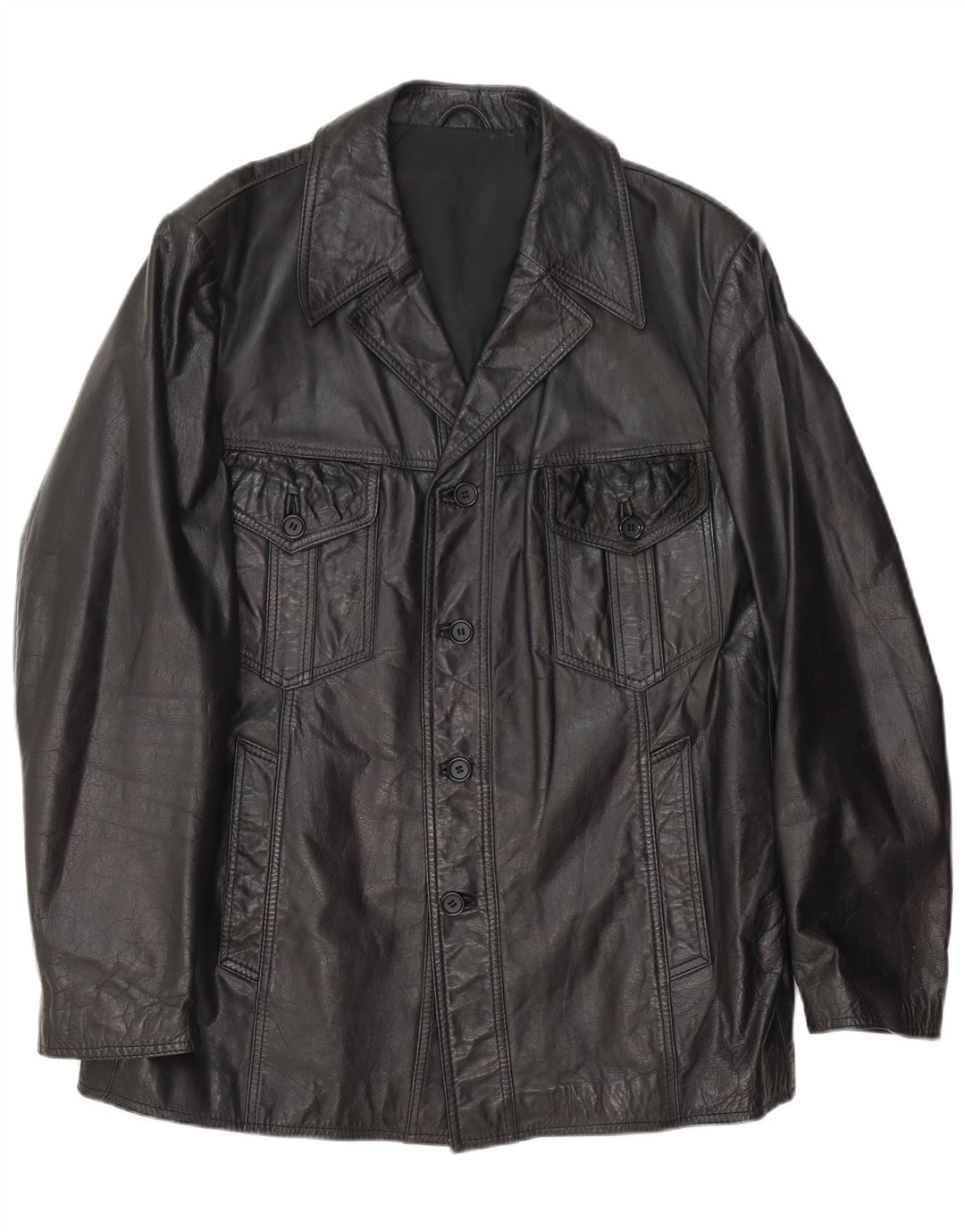 Veste en cuir homme vintage UK 38 Cuir noir moyen