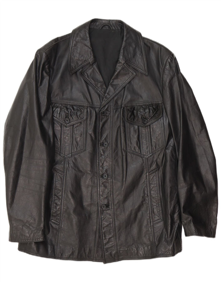 Veste en cuir homme vintage UK 38 Cuir noir moyen