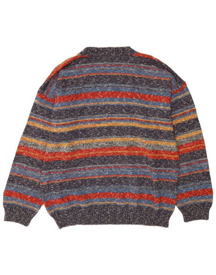 Oxymel Pull col V pour homme en laine à rayures multicolores
