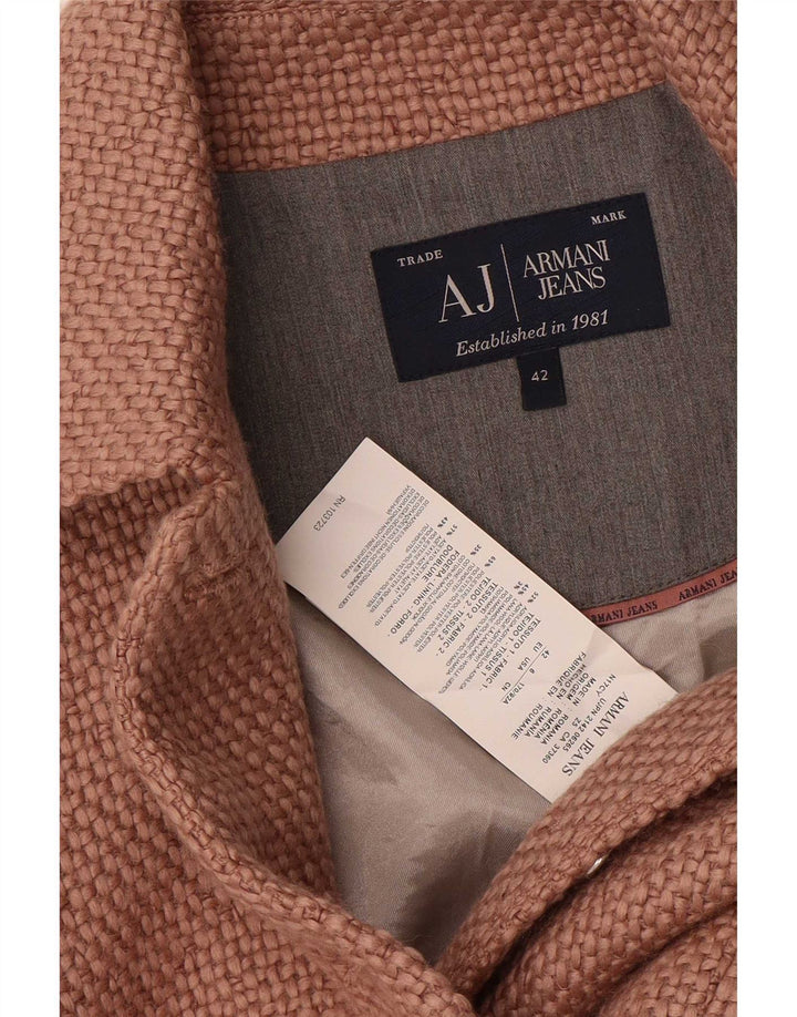 Armani Jeans Veste Blazer En Tricot À 4 Boutons Pour Femme EU 42 Grand Acrylique Marron