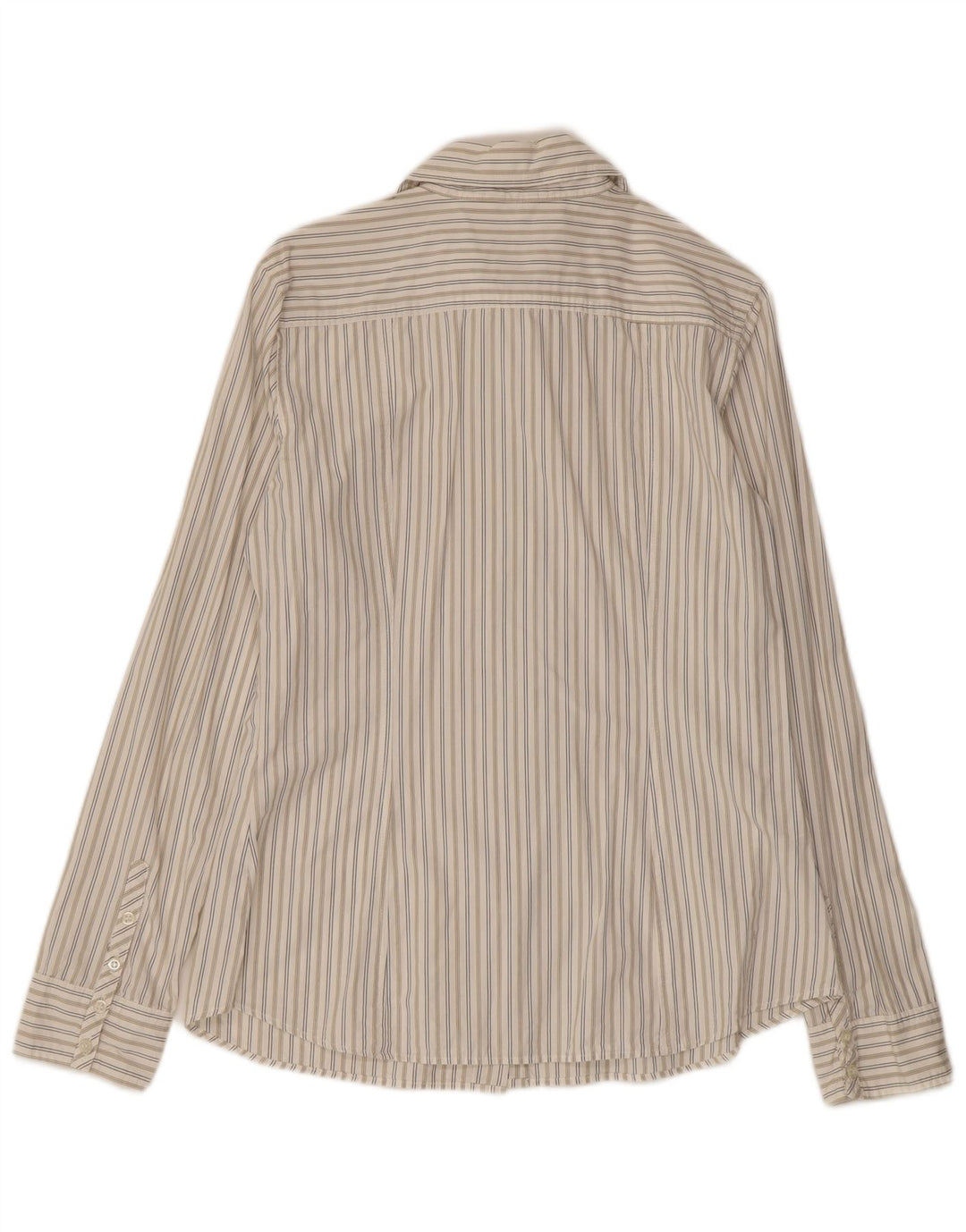 Benetton Chemise Femme UK 44 Large Coton Rayé Blanc Cassé