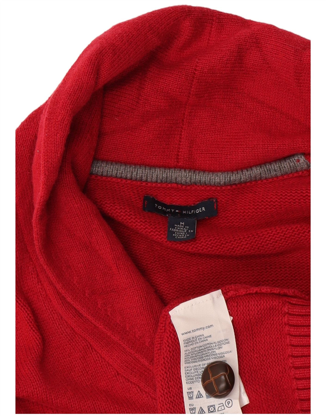 Tommy Hilfiger Pull Cardigan Femme UK 12 Coton Rouge Moyen