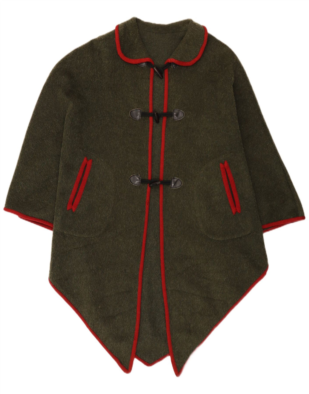 vintage Femme Asymétrique Poncho Manteau Taille Unique Kaki