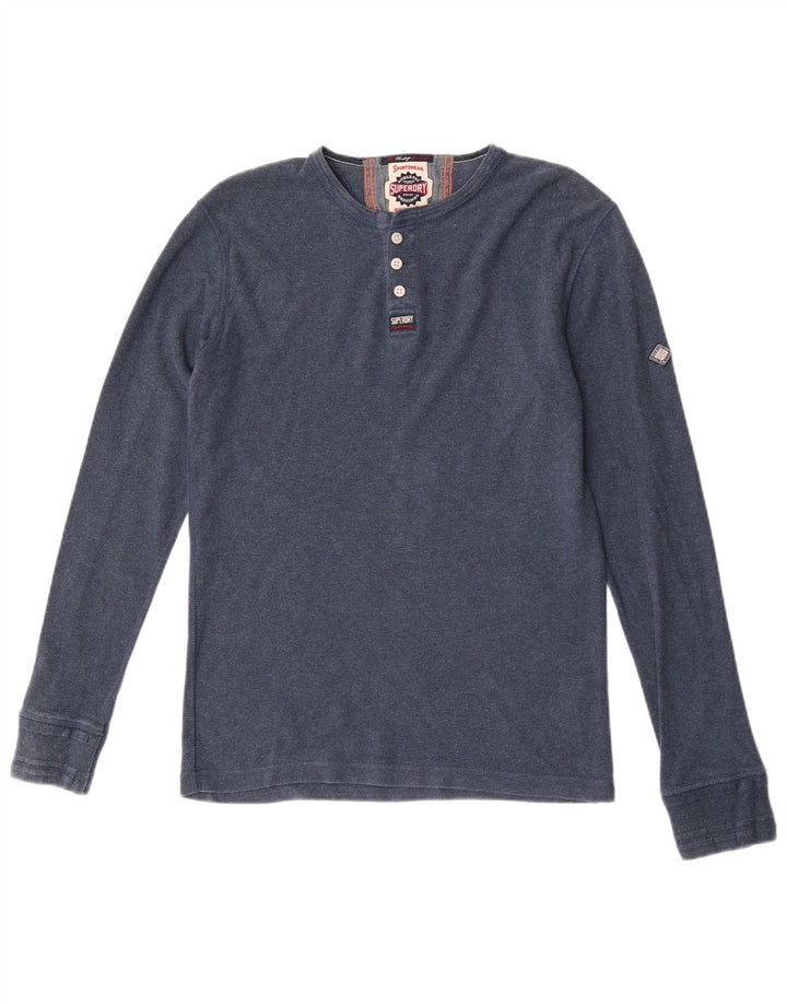 Superdry Top à manches longues en coton bleu moyen |