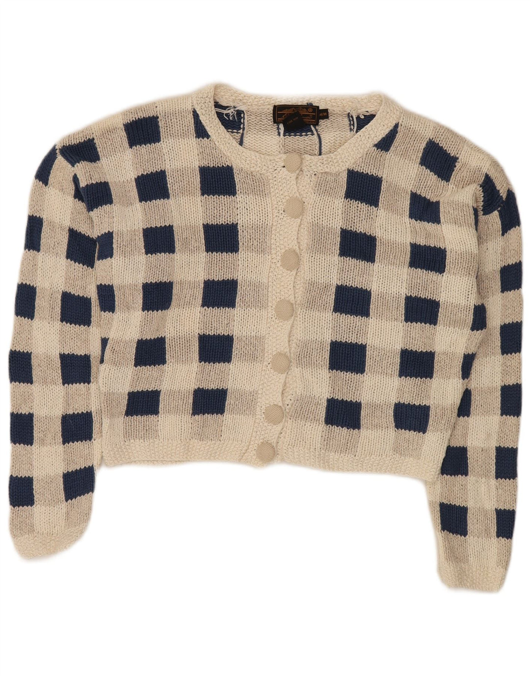 Eddie Bauer Cardigan court pour femme UK 14 en soie à carreaux gris moyen